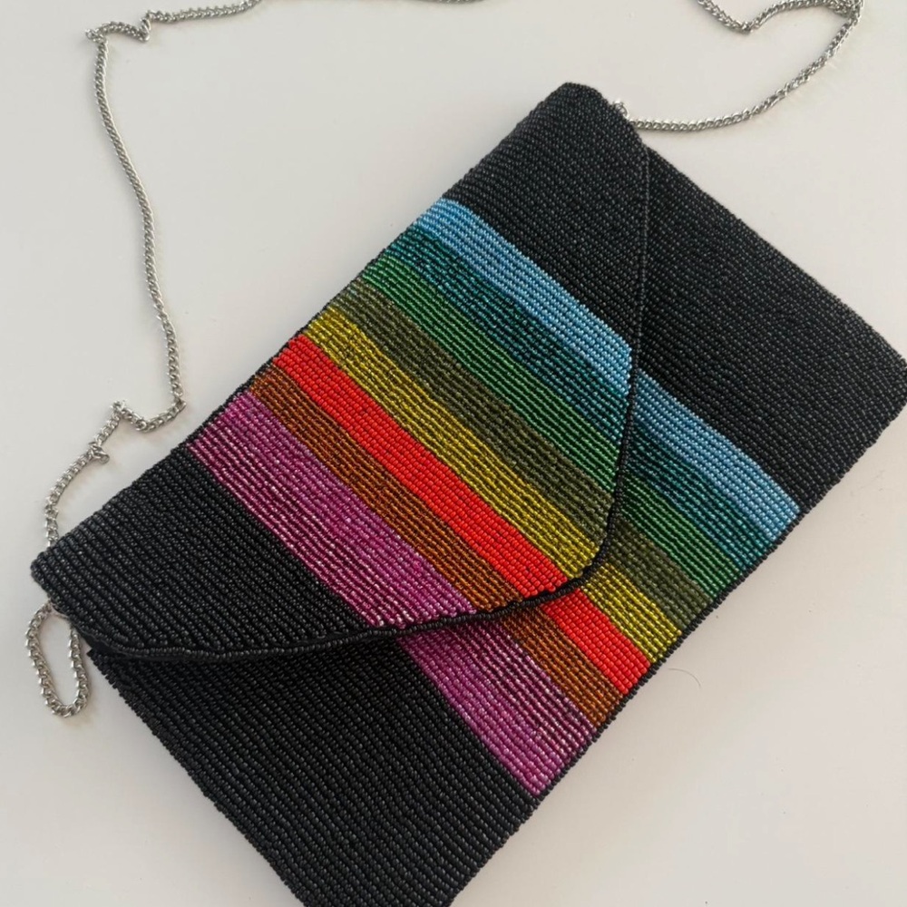 Multicolor Beaded Clutch Bag